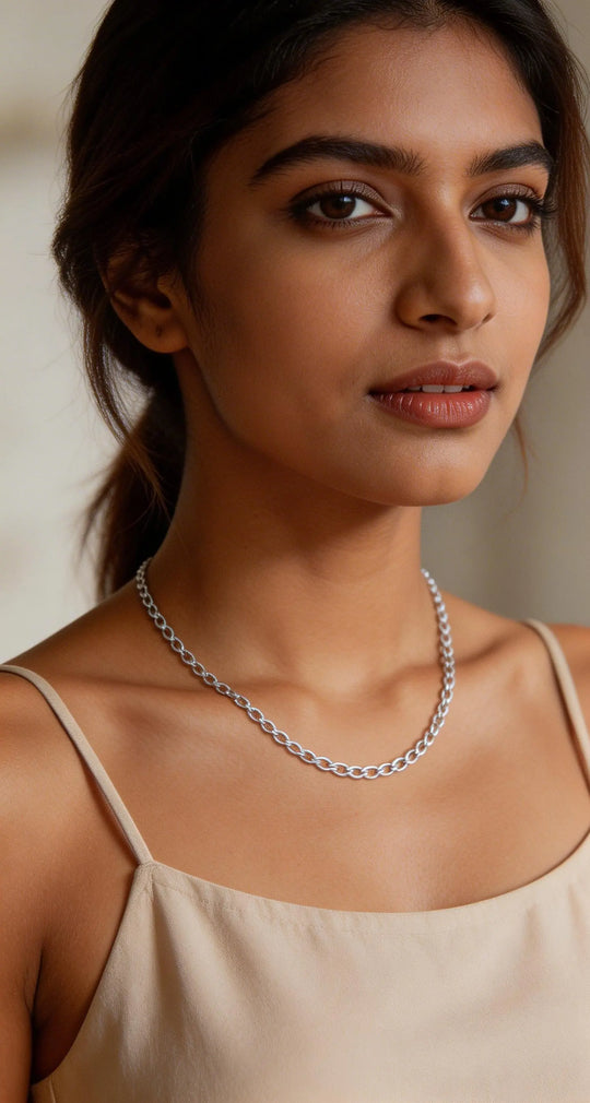 Sterling Silver Chain Necklace with Spring Ring Closure