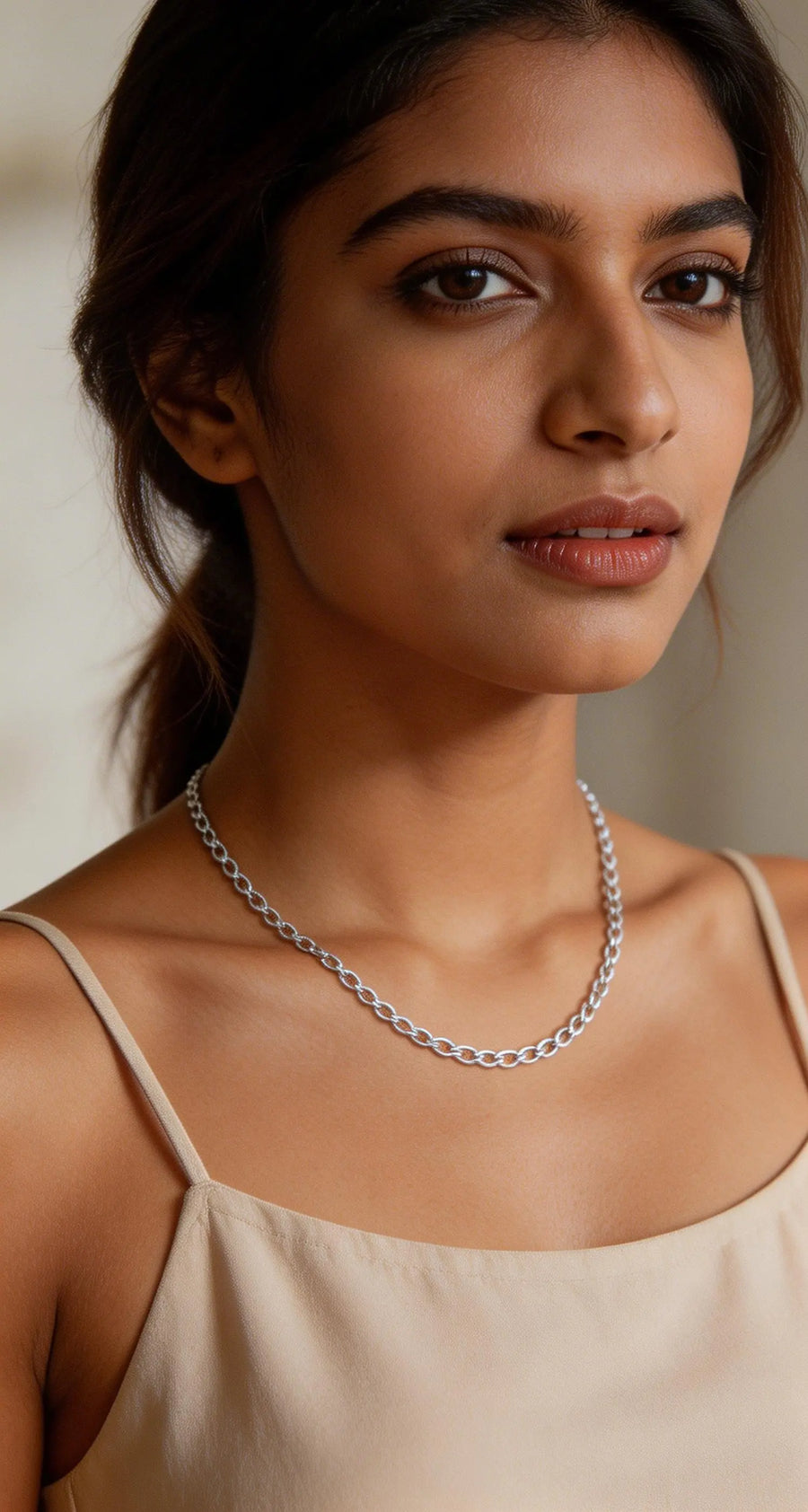 Sterling Silver Chain Necklace with Spring Ring Closure