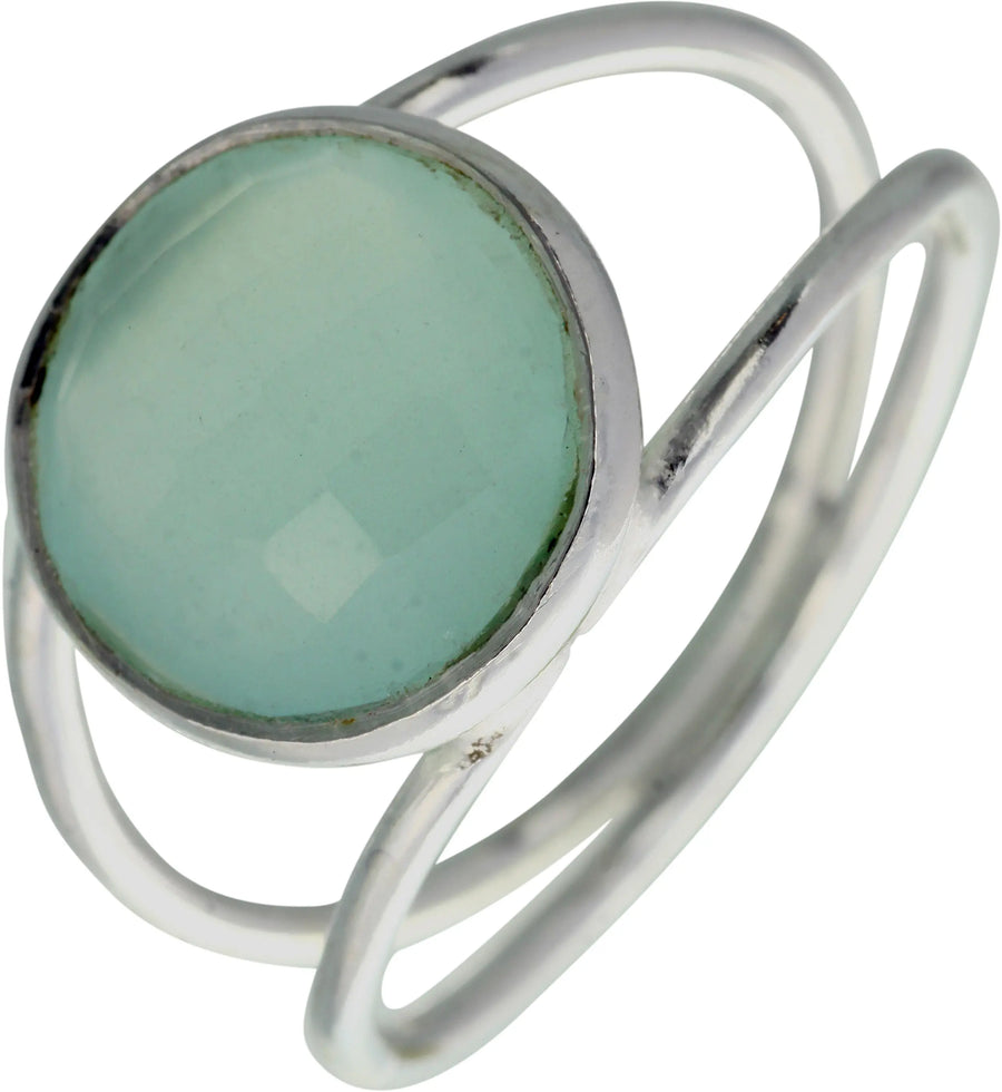Faceted Peru Chalcedony Sterling Silver Ring