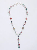 Navaratna Gemstone Beaded Sterling Silver Necklace