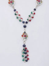 Navaratna Gemstone Beaded Sterling Silver Necklace