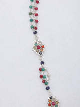 Navaratna Gemstone Beaded Sterling Silver Necklace
