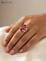 Faceted Ruby Sterling Silver Ring