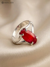 Faceted Ruby Sterling Silver Ring