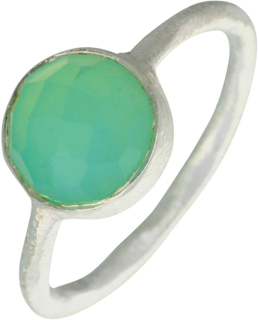 Faceted Chrysoprase Sterling Silver Ring