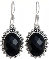 Faceted Black Onyx Sterling Silver Earrings