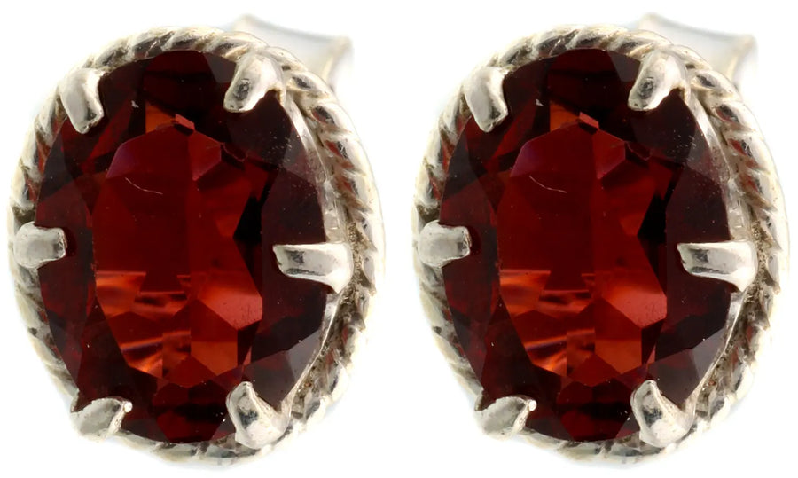 Faceted Garnet Sterling Silver Necklace