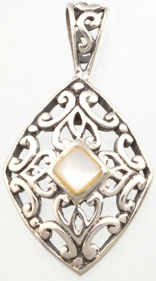 Mother of Pearl Lattice Sterling Silver Pendant