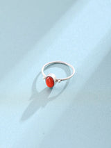 Turquoise Coral and Rainbow Moonstone Sterling Silver Ring
