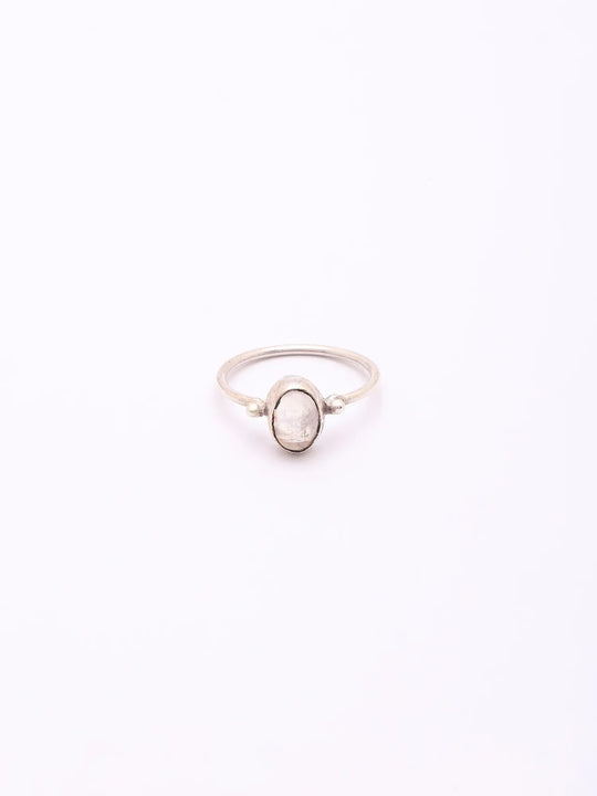 Turquoise Coral and Rainbow Moonstone Sterling Silver Ring