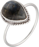 Labradorite Pear Cut Sterling Silver Ring