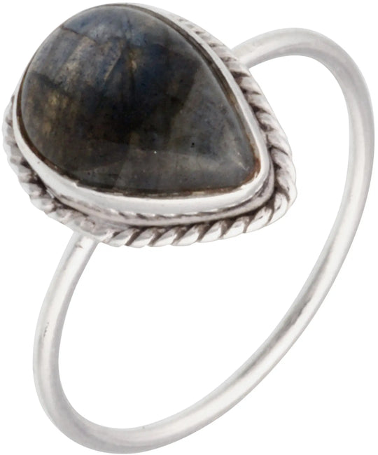 Labradorite Pear Cut Sterling Silver Ring