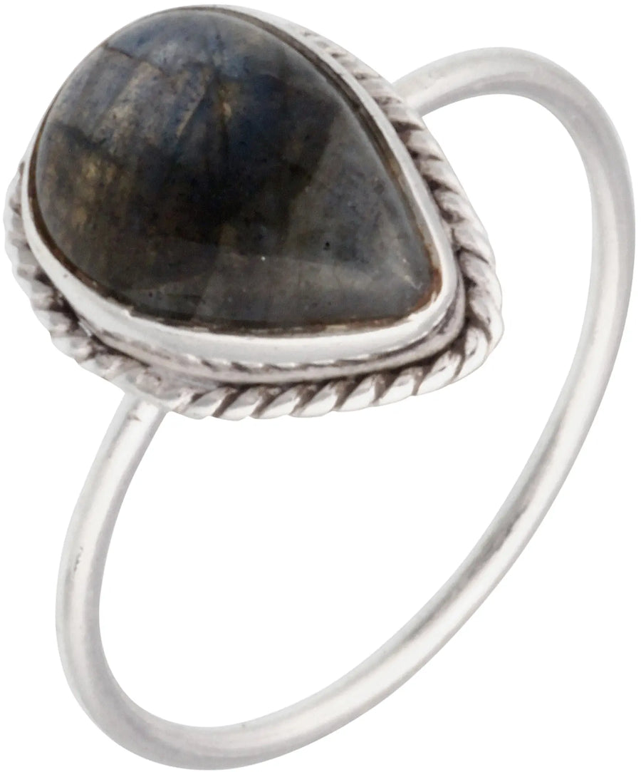 Labradorite Pear Cut Sterling Silver Ring