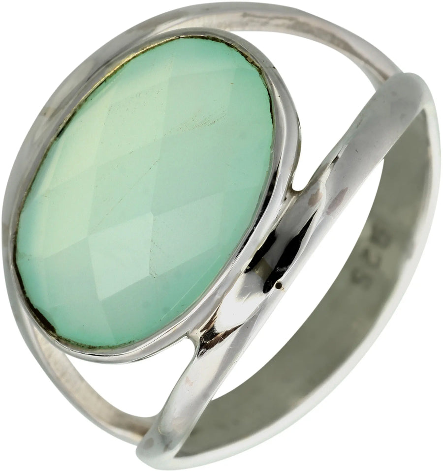 Faceted Peru Chalcedony Sterling Silver Ring