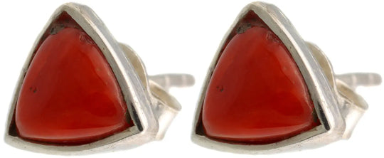 Coral and Sterling Silver Post Earrings