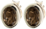 Faceted Smoky Quartz Sterling Silver Post Earrings