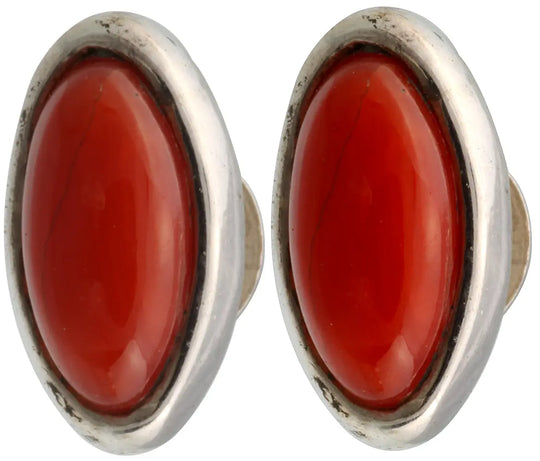 Coral Sterling Silver Tops Earrings