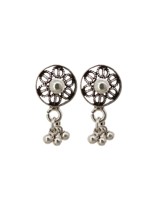 Chakra Motif Sterling Silver Earrings with Ghungroo