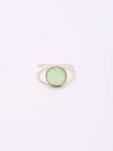 Faceted Green Chalcedony and Rose Quartz Sterling Silver Ring