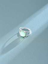 Faceted Green Chalcedony and Rose Quartz Sterling Silver Ring
