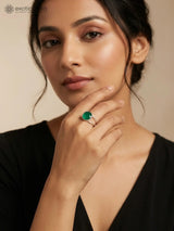 Faceted Green Chalcedony and Rose Quartz Sterling Silver Ring