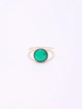 Faceted Green Chalcedony and Rose Quartz Sterling Silver Ring