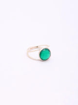 Faceted Green Chalcedony and Rose Quartz Sterling Silver Ring