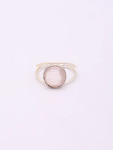 Faceted Green Chalcedony and Rose Quartz Sterling Silver Ring