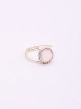Faceted Green Chalcedony and Rose Quartz Sterling Silver Ring