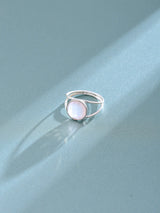 Faceted Green Chalcedony and Rose Quartz Sterling Silver Ring
