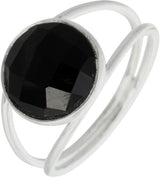 Faceted Black Onyx Sterling Silver Ring