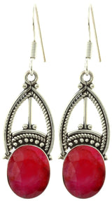 Faceted Ruby Sterling Silver Earrings