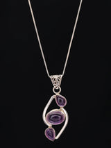 Amethyst Triple Gemstone Sterling Silver Pendant
