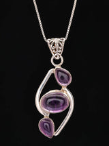 Amethyst Triple Gemstone Sterling Silver Pendant