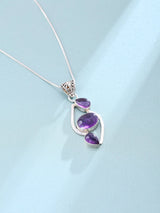 Amethyst Triple Gemstone Sterling Silver Pendant