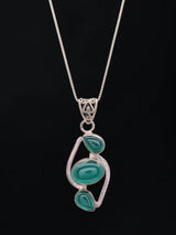 Amethyst Triple Gemstone Sterling Silver Pendant