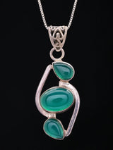 Amethyst Triple Gemstone Sterling Silver Pendant