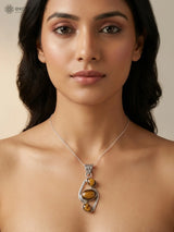 Amethyst Triple Gemstone Sterling Silver Pendant