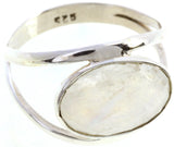 Faceted Rainbow Moonstone Sterling Silver Ring
