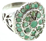 Faceted Emerald Sterling Silver Ring