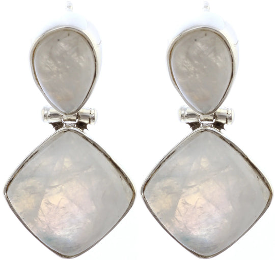 Rainbow Moonstone Sterling Silver Earrings