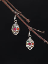 Navaratna Marquise Sterling Silver Dangle Earrings