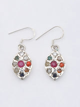 Navaratna Marquise Sterling Silver Dangle Earrings