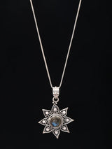 Sterling Silver Sun Motif Pendant with Gemstone Options