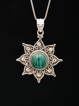 Sterling Silver Sun Motif Pendant with Gemstone Options