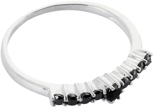 Faceted Black Spinel Sterling Silver Ring