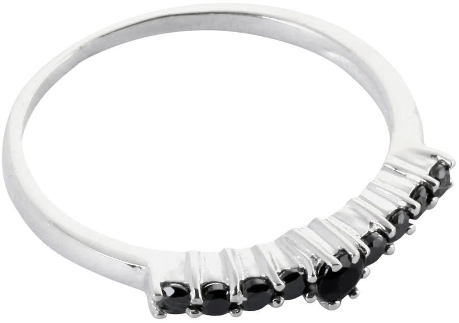 Faceted Black Spinel Sterling Silver Ring
