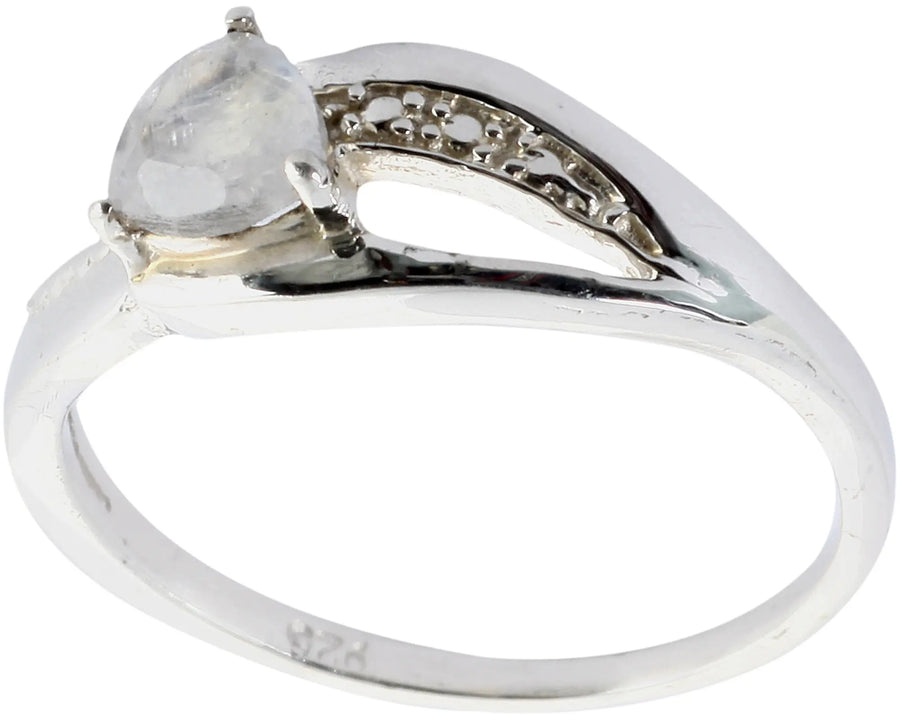 Faceted Rainbow Moonstone Sterling Silver Ring