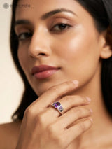 Faceted Amethyst Sterling Silver Ring