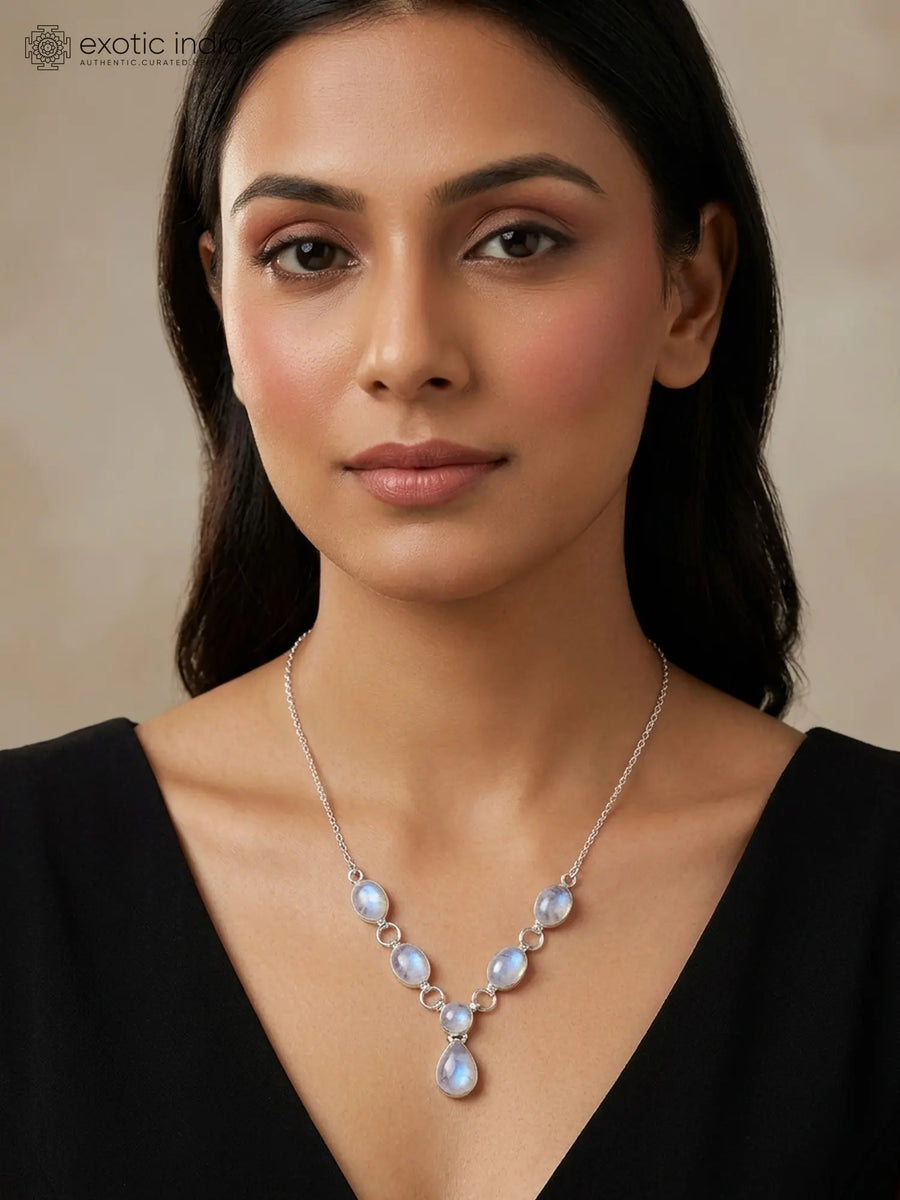 Rainbow Moonstone Sterling Silver Necklace